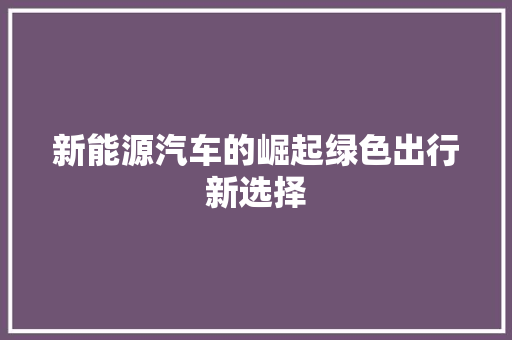 新能源汽车的崛起绿色出行新选择