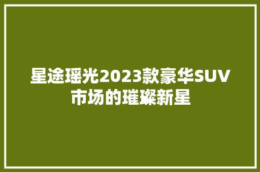 星途瑶光2023款豪华SUV市场的璀璨新星
