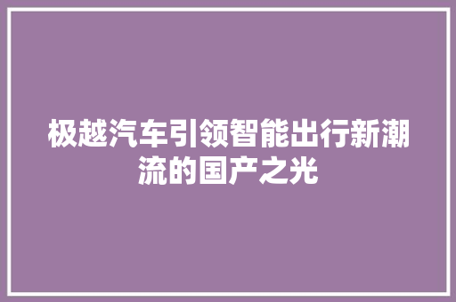 极越汽车引领智能出行新潮流的国产之光 汽车常识