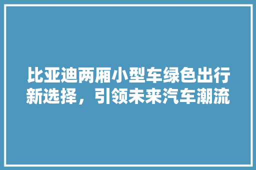 比亚迪两厢小型车绿色出行新选择，引领未来汽车潮流