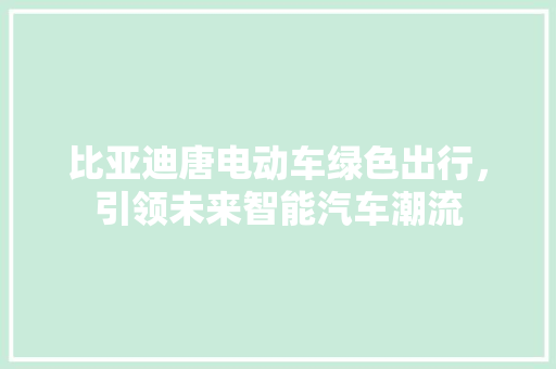 比亚迪唐电动车绿色出行，引领未来智能汽车潮流 汽车常识