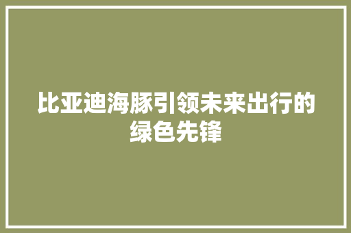比亚迪海豚引领未来出行的绿色先锋