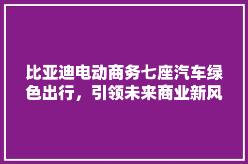 比亚迪电动商务七座汽车绿色出行，引领未来商业新风尚