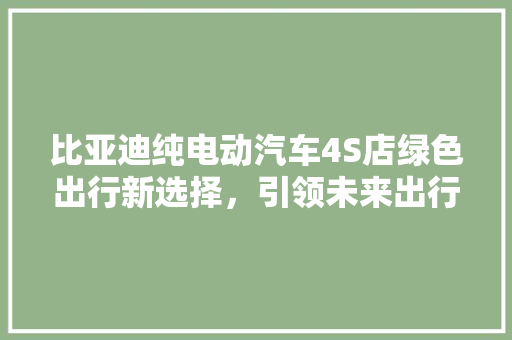 比亚迪纯电动汽车4S店绿色出行新选择，引领未来出行潮流 汽车常识