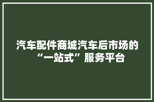汽车配件商城汽车后市场的“一站式”服务平台