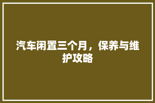 汽车闲置三个月，保养与维护攻略