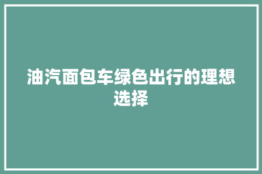 油汽面包车绿色出行的理想选择 汽车常识