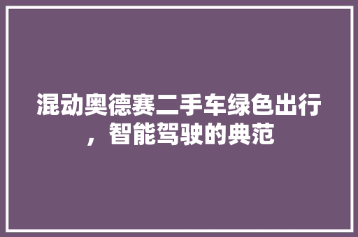 混动奥德赛二手车绿色出行，智能驾驶的典范