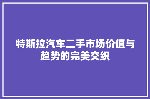 特斯拉汽车二手市场价值与趋势的完美交织