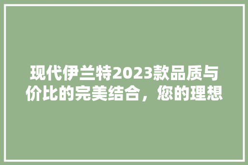 现代伊兰特2023款品质与价比的完美结合，您的理想之选