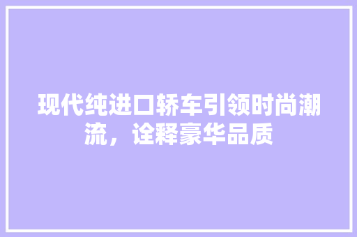 现代纯进口轿车引领时尚潮流，诠释豪华品质