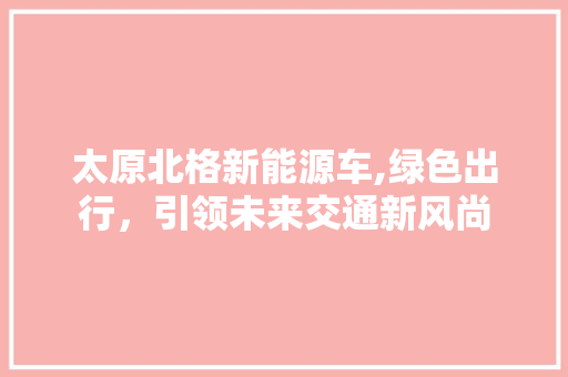 太原北格新能源车,绿色出行，引领未来交通新风尚