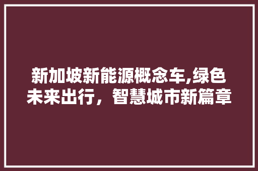 新加坡新能源概念车,绿色未来出行，智慧城市新篇章