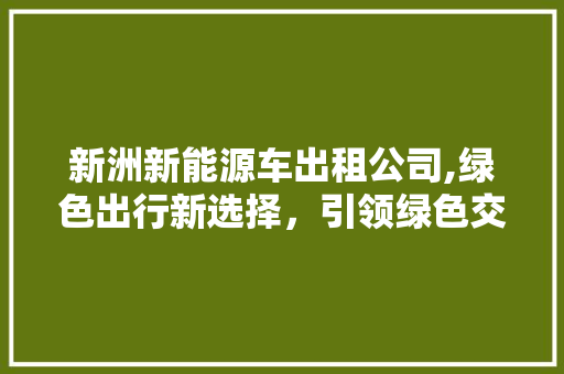新洲新能源车出租公司,绿色出行新选择，引领绿色交通新潮流
