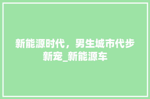 新能源时代，男生城市代步新宠_新能源车 汽车常识