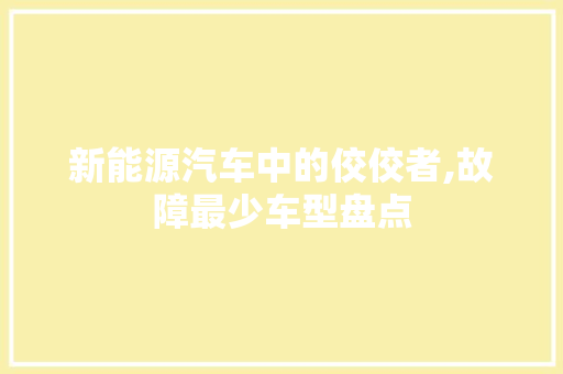 新能源汽车中的佼佼者,故障最少车型盘点