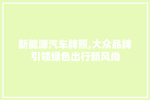新能源汽车牌照,大众品牌引领绿色出行新风尚 汽车常识