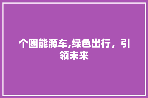 个圈能源车,绿色出行，引领未来 旅游攻略