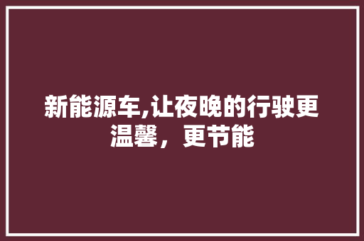 新能源车,让夜晚的行驶更温馨，更节能 时尚穿搭
