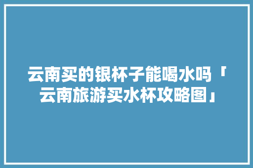 云南买的银杯子能喝水吗「云南旅游买水杯攻略图」 云南买的银杯子能喝水吗「云南旅游买水杯攻略图」 汽车常识