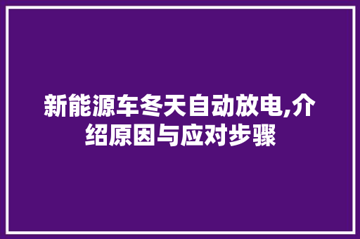新能源车冬天自动放电,介绍原因与应对步骤 健康母婴