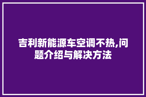 吉利新能源车空调不热,问题介绍与解决方法