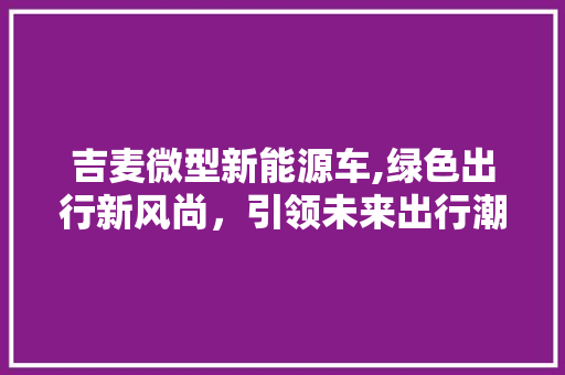 吉麦微型新能源车,绿色出行新风尚，引领未来出行潮流 汽车常识
