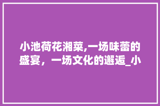 小池荷花湘菜,一场味蕾的盛宴，一场文化的邂逅_小池荷花湘菜