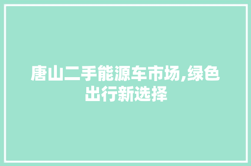 唐山二手能源车市场,绿色出行新选择 汽车常识