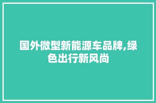 国外微型新能源车品牌,绿色出行新风尚