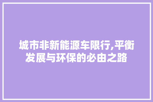 城市非新能源车限行,平衡发展与环保的必由之路