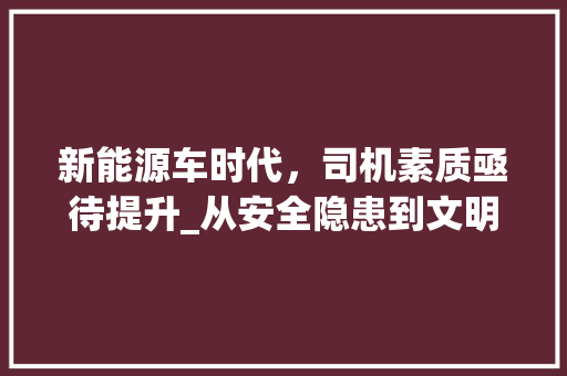 新能源车时代，司机素质亟待提升_从安全隐患到文明出行 时尚穿搭