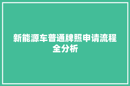 新能源车普通牌照申请流程全分析 教育法律