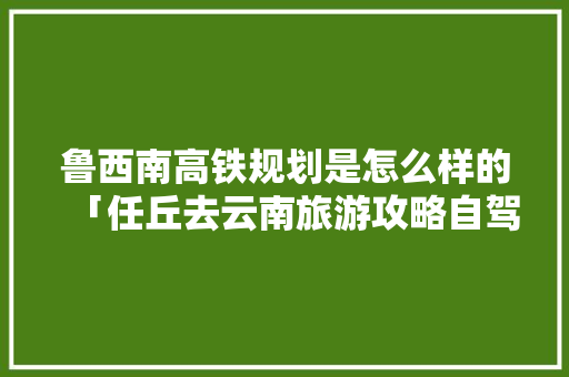 鲁西南高铁规划是怎么样的「任丘去云南旅游攻略自驾路线」 鲁西南高铁规划是怎么样的「任丘去云南旅游攻略自驾路线」 美食菜谱