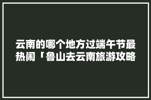云南的哪个地方过端午节最热闹「鲁山去云南旅游攻略路线」 云南的哪个地方过端午节最热闹「鲁山去云南旅游攻略路线」 教育法律