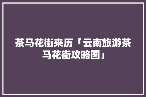 茶马花街来历「云南旅游茶马花街攻略图」 茶马花街来历「云南旅游茶马花街攻略图」 手机电脑