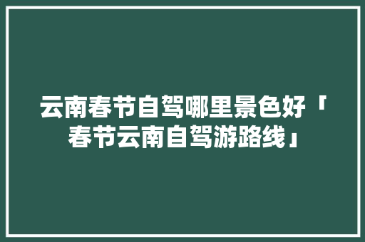 云南春节自驾哪里景色好「春节云南自驾游路线」 云南春节自驾哪里景色好「春节云南自驾游路线」 健康母婴