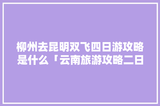 柳州去昆明双飞四日游攻略是什么「云南旅游攻略二日游路线」 柳州去昆明双飞四日游攻略是什么「云南旅游攻略二日游路线」 时尚穿搭