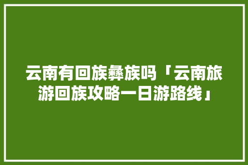 云南有回族彝族吗「云南旅游回族攻略一日游路线」 云南有回族彝族吗「云南旅游回族攻略一日游路线」 时尚穿搭