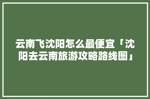 云南飞沈阳怎么最便宜「沈阳去云南旅游攻略路线图」 云南飞沈阳怎么最便宜「沈阳去云南旅游攻略路线图」 时尚穿搭