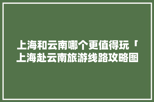 上海和云南哪个更值得玩「上海赴云南旅游线路攻略图」 上海和云南哪个更值得玩「上海赴云南旅游线路攻略图」 教育法律