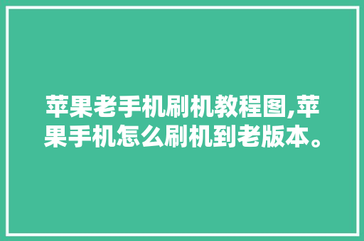 苹果老手机刷机教程图,苹果手机怎么刷机到老版本。 苹果老手机刷机教程图,苹果手机怎么刷机到老版本。 手机电脑