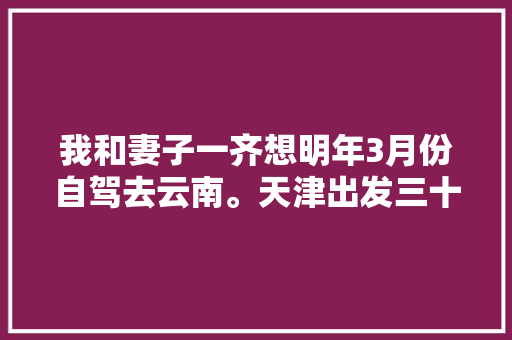 我和妻子一齐想明年3月份自驾去云南。天津出发三十天左右，具体线路和值得去哪儿「天津去云南旅游景点攻略图」 我和妻子一齐想明年3月份自驾去云南。天津出发三十天左右，具体线路和值得去哪儿「天津去云南旅游景点攻略图」 健康母婴
