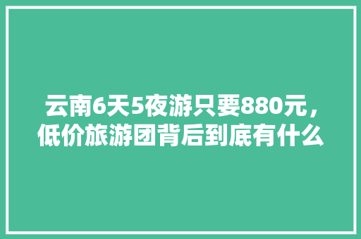 云南6天5夜游只要880元，低价旅游团背后到底有什么猫腻「云南旅游攻略9月花费多少钱」 云南6天5夜游只要880元，低价旅游团背后到底有什么猫腻「云南旅游攻略9月花费多少钱」 健康母婴
