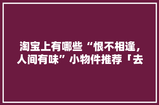淘宝上有哪些“恨不相逢，人间有味”小物件推荐「去云南旅游攻略手帐文案怎么写」 淘宝上有哪些“恨不相逢，人间有味”小物件推荐「去云南旅游攻略手帐文案怎么写」 时尚穿搭