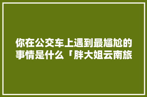 你在公交车上遇到最尴尬的事情是什么「胖大姐云南旅游攻略视频大全」 你在公交车上遇到最尴尬的事情是什么「胖大姐云南旅游攻略视频大全」 汽车常识