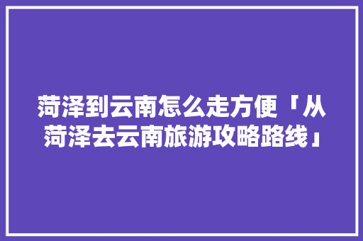 菏泽到云南怎么走方便「从菏泽去云南旅游攻略路线」 菏泽到云南怎么走方便「从菏泽去云南旅游攻略路线」 手机电脑