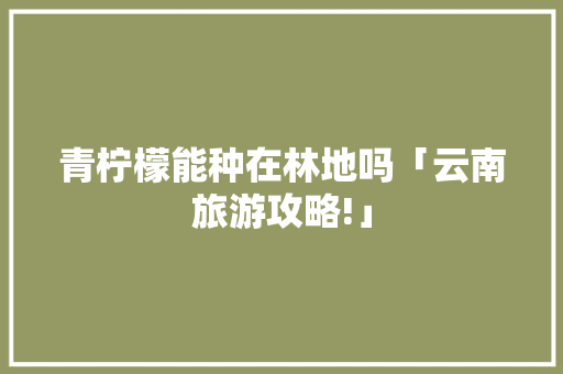 青柠檬能种在林地吗「云南旅游攻略!」 青柠檬能种在林地吗「云南旅游攻略!」 手机电脑