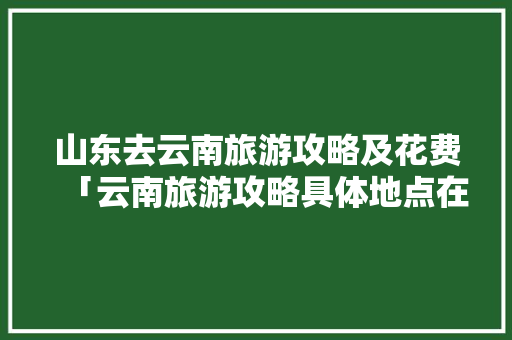 山东去云南旅游攻略及花费「云南旅游攻略具体地点在哪里」 山东去云南旅游攻略及花费「云南旅游攻略具体地点在哪里」 时尚穿搭