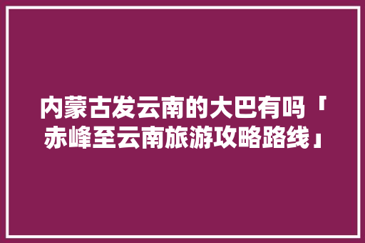 内蒙古发云南的大巴有吗「赤峰至云南旅游攻略路线」 内蒙古发云南的大巴有吗「赤峰至云南旅游攻略路线」 手机电脑